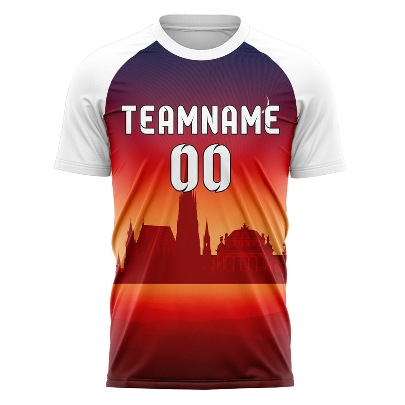 Rot Vienna Skyline Design 15-0183 individuelles Fußballtrikot front