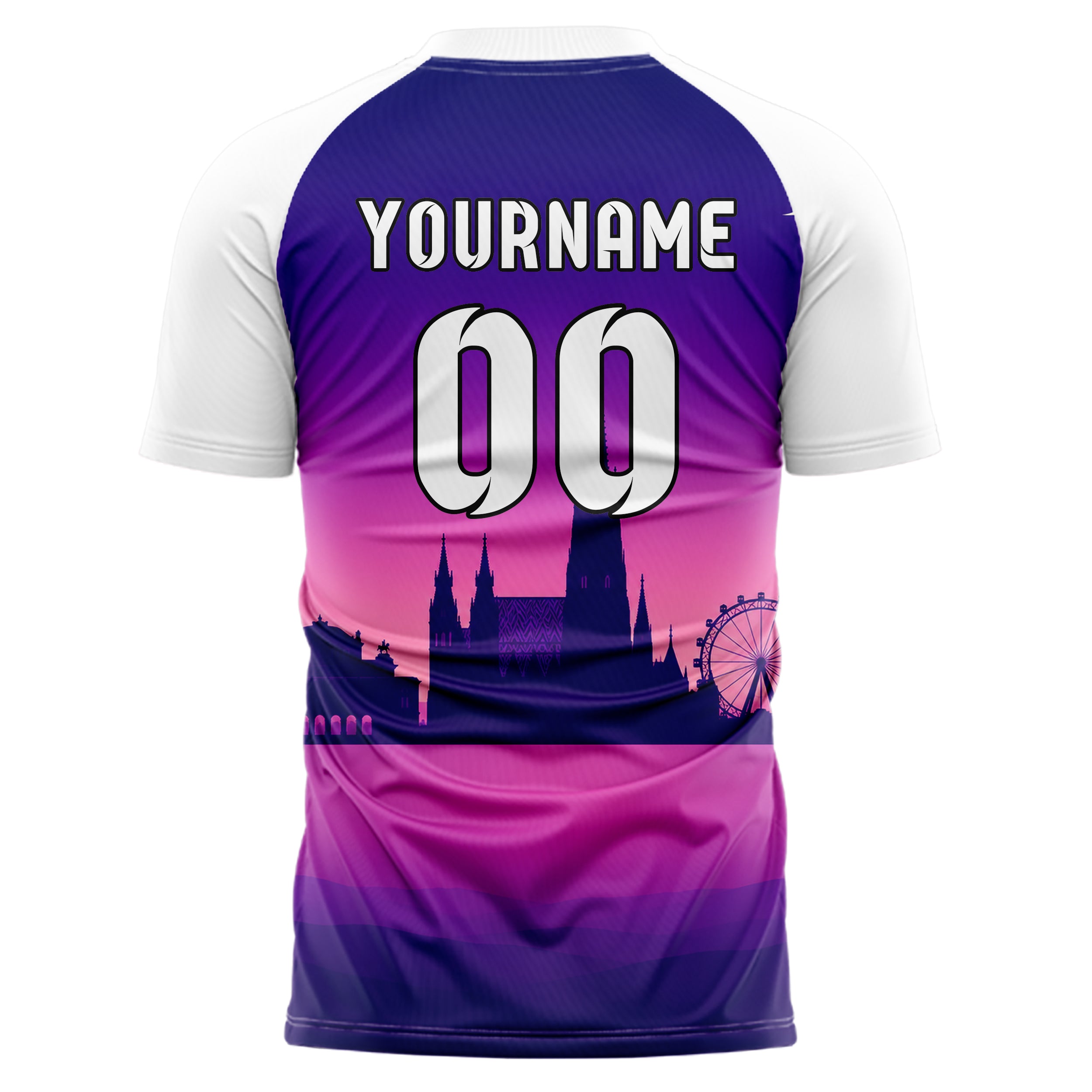 Lila Vienna Skyline Design 15-0186 individuelles Fußballtrikot back