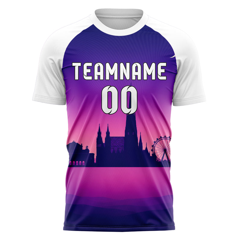 Lila Vienna Skyline Design 15-0186 individuelles Fußballtrikot front