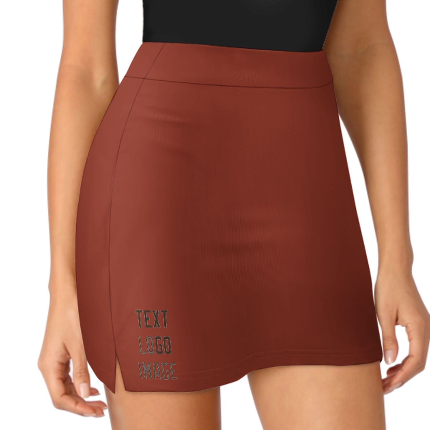 Maßgeschneidertes Korallenrot Braun A-Linien Skort