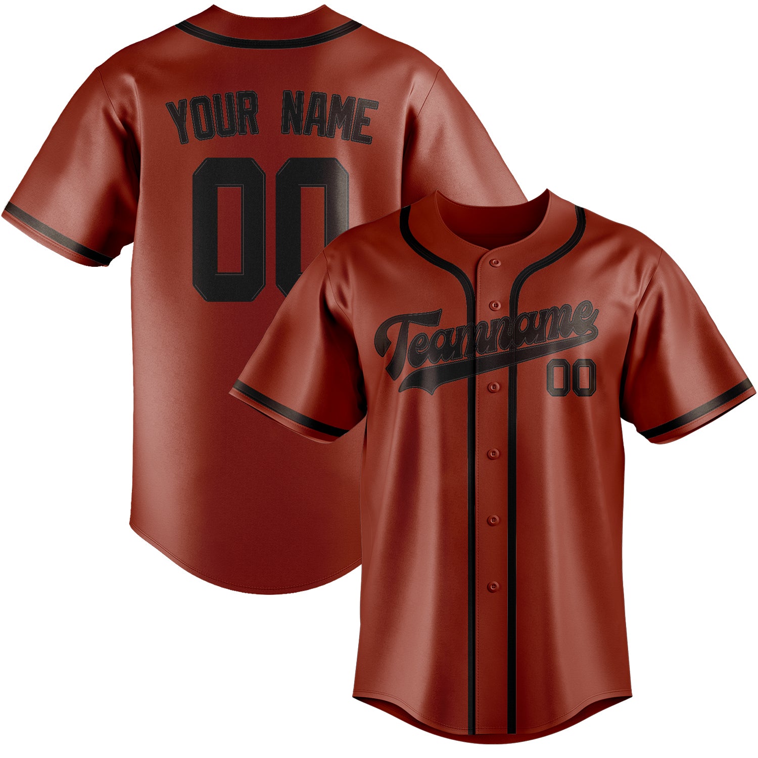 Benutzerdefiniertes Professionelles Korallenrot Braun Baseballtrikot