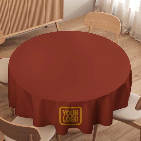 Maßgeschneidertes Korallenrot Gelb Runde Tischdecke