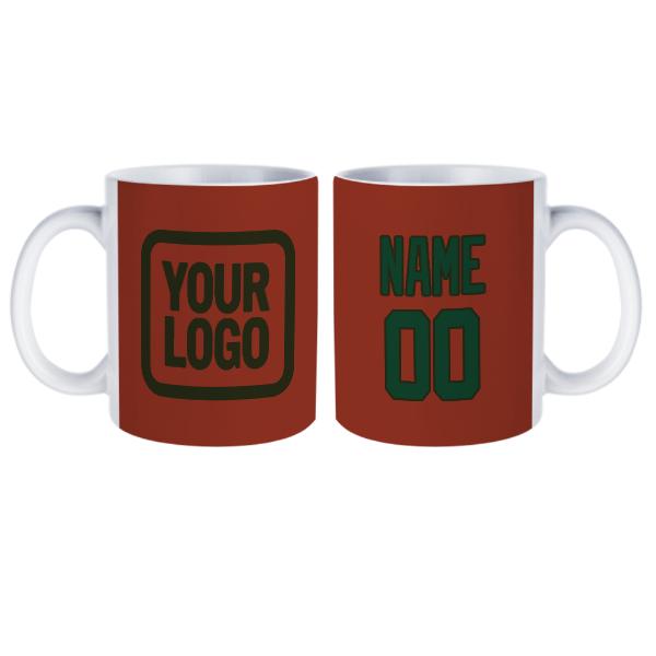 Tazza personalizzata rosso corallo verde muschio