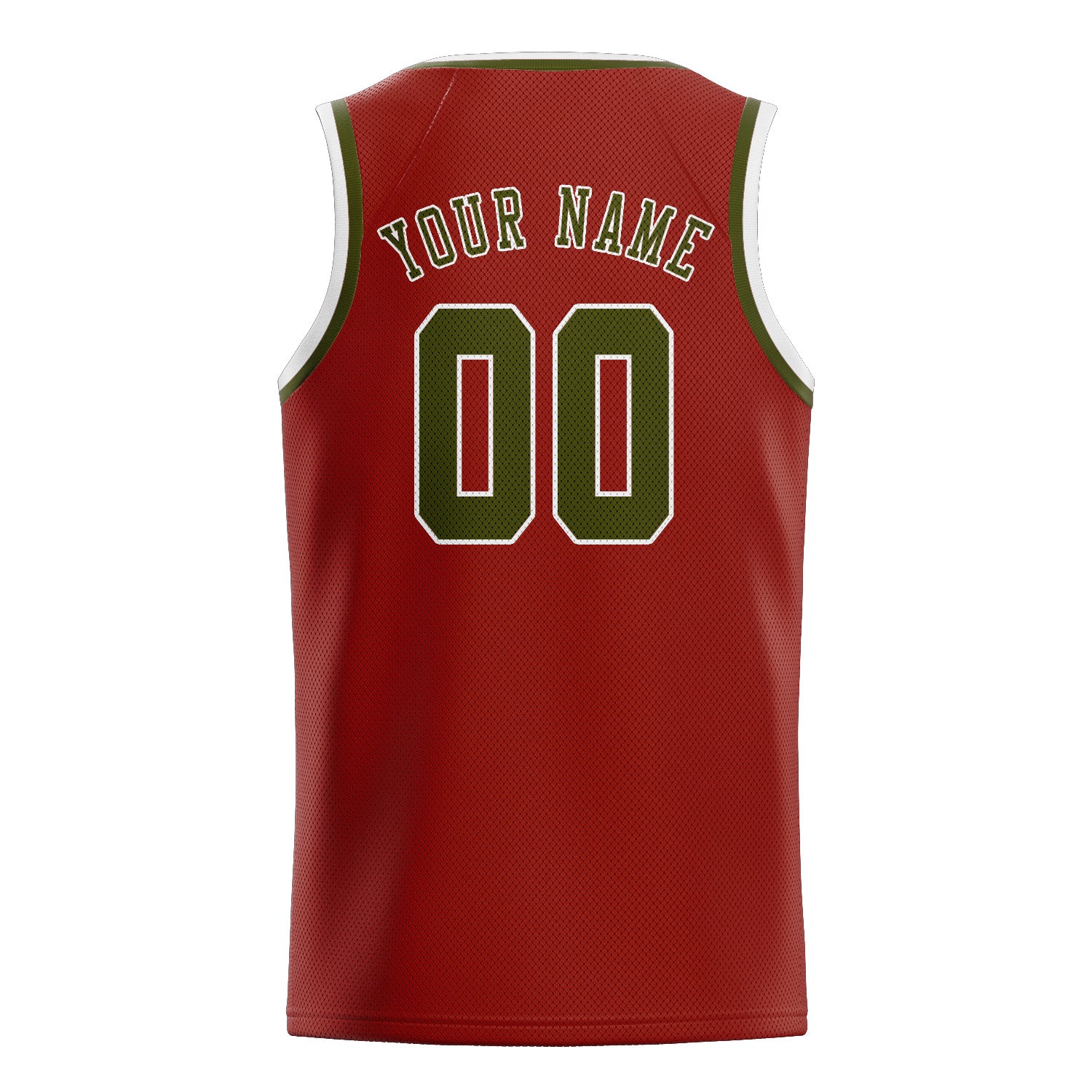 Benutzerdefiniertes Professionelles Korallenrot Dunkles Oliv Basketballtrikot
