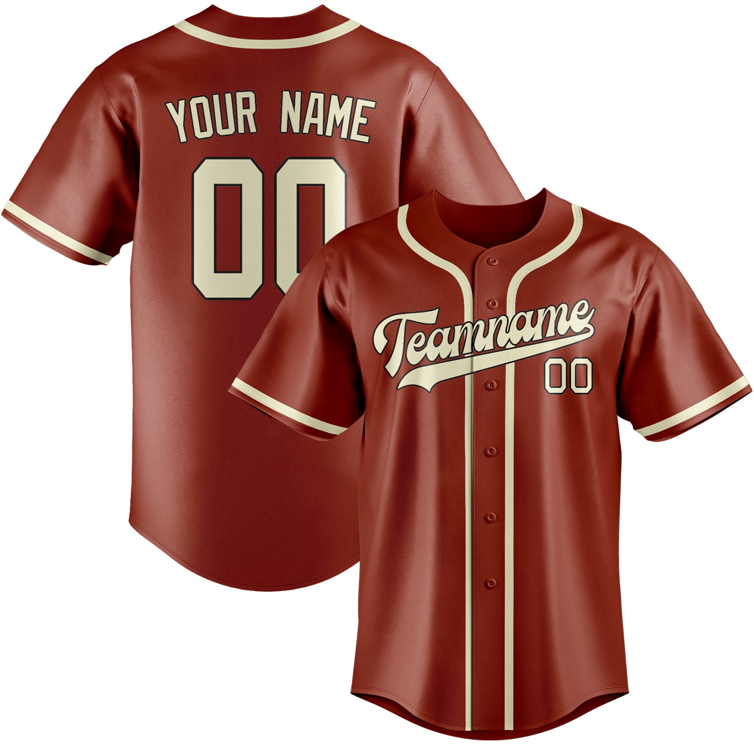 Benutzerdefiniertes Professionelles Korallenrot Beige Baseballtrikot