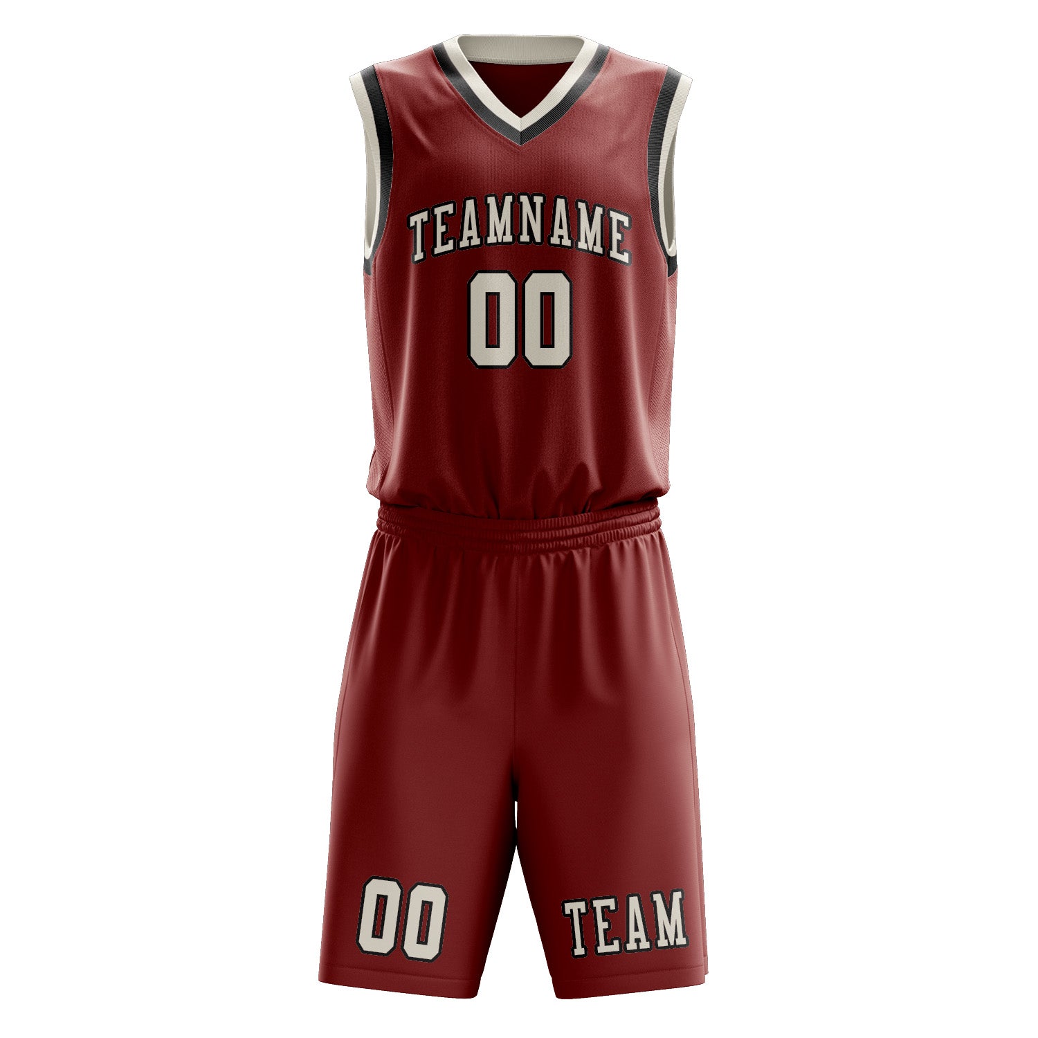 Benutzerdefiniertes Professionelles Korallenrot Beige Basketballtrikot-Set