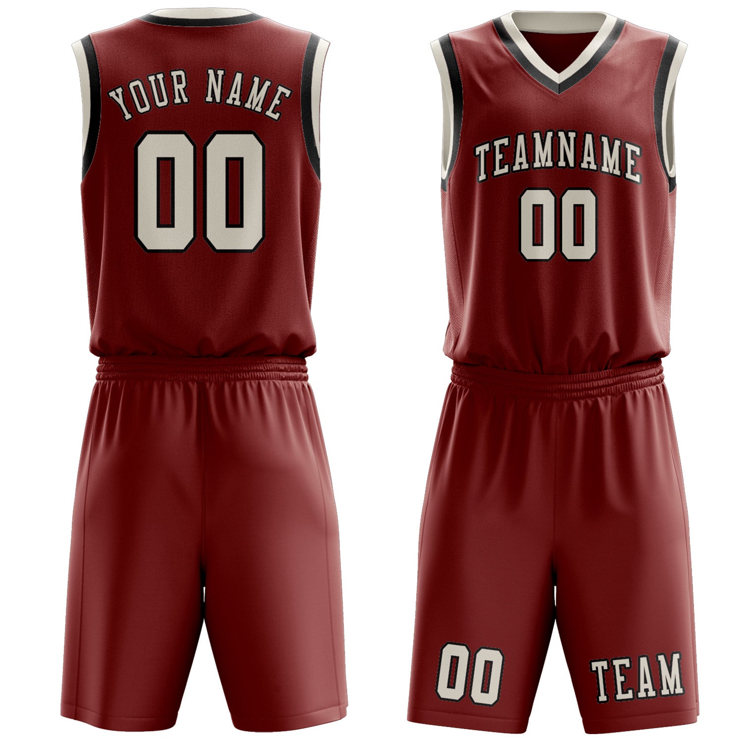 Benutzerdefiniertes Professionelles Korallenrot Beige Basketballtrikot-Set