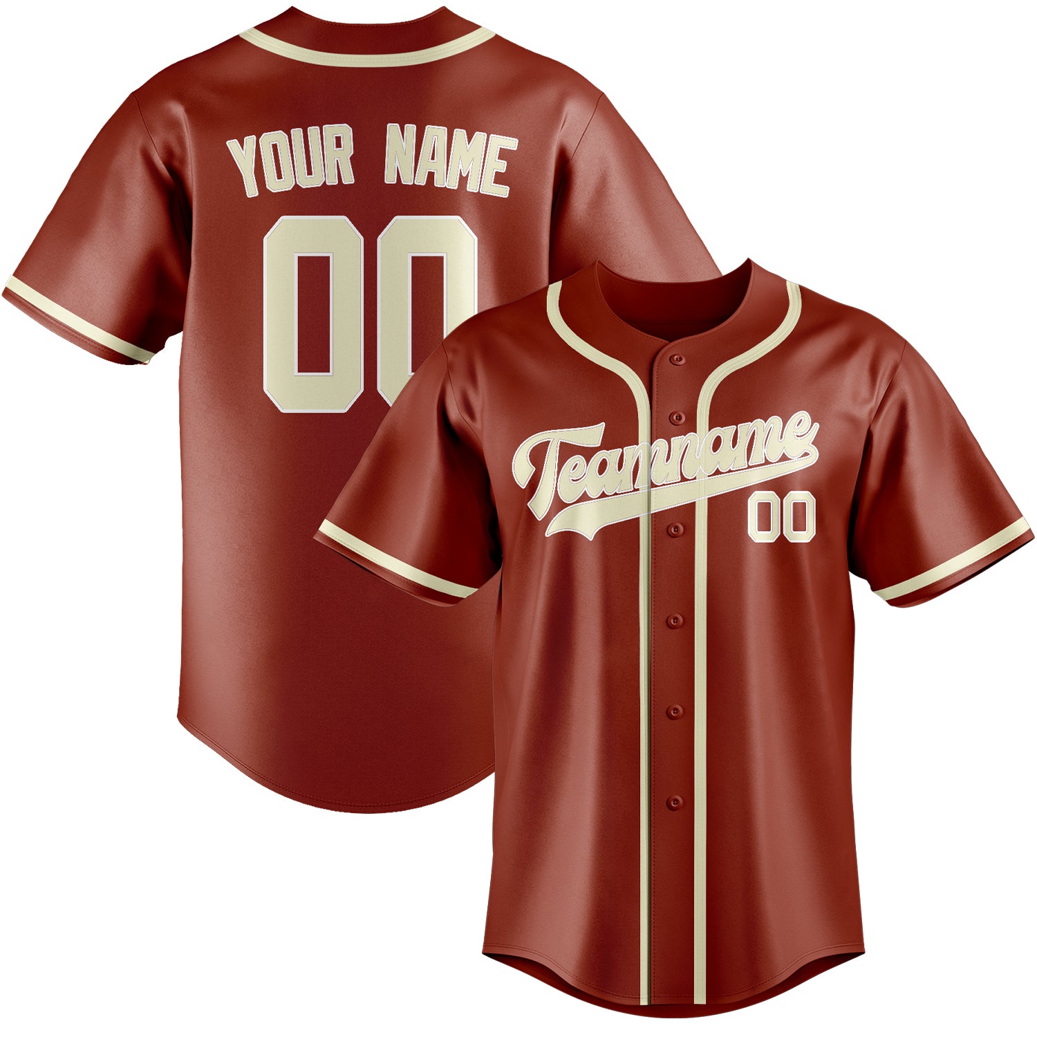 Benutzerdefiniertes Professionelles Korallenrot Beige Baseballtrikot