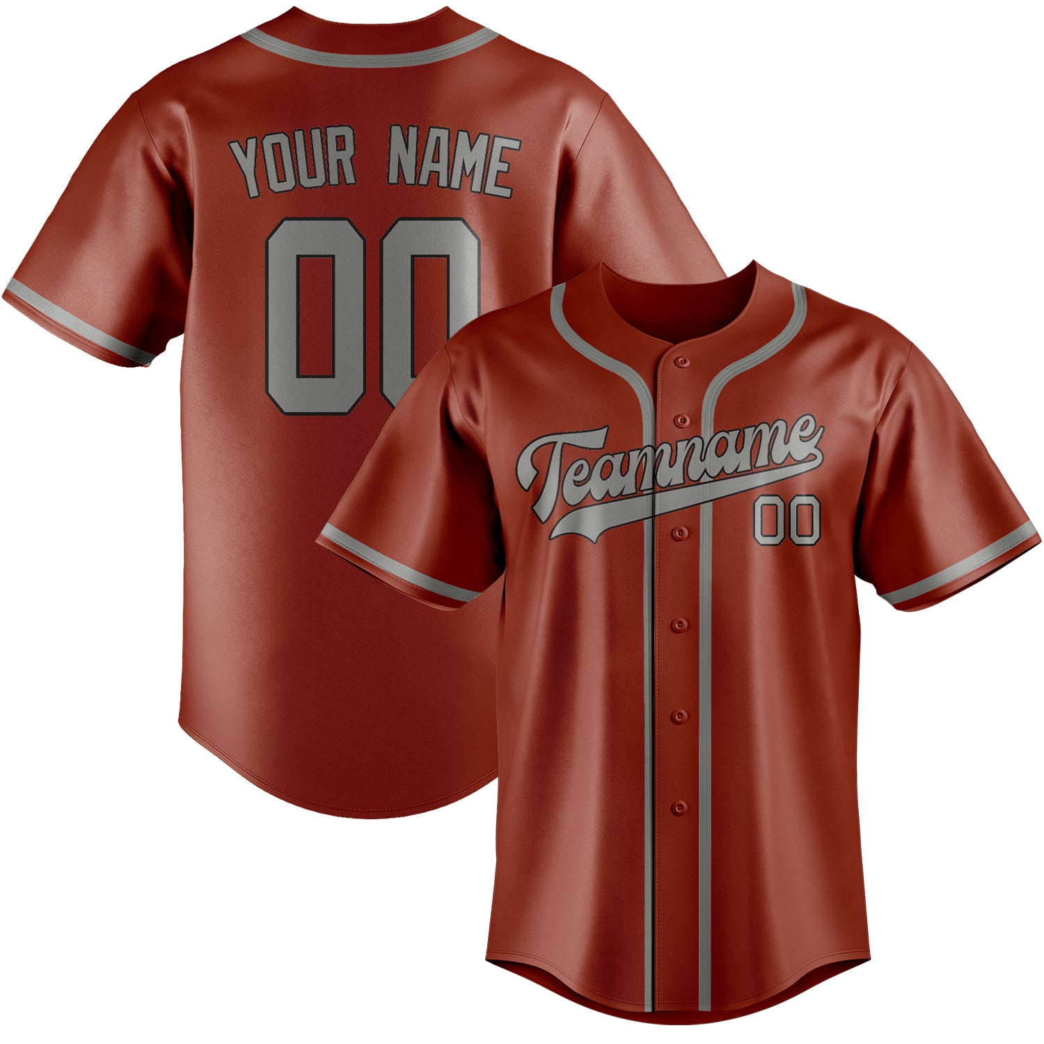 Benutzerdefiniertes Professionelles Korallenrot Grau Baseballtrikot