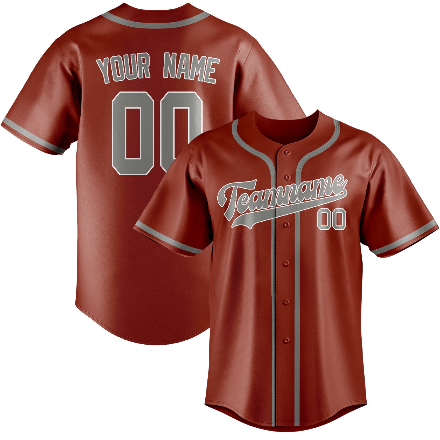 Benutzerdefiniertes Professionelles Korallenrot Grau Baseballtrikot