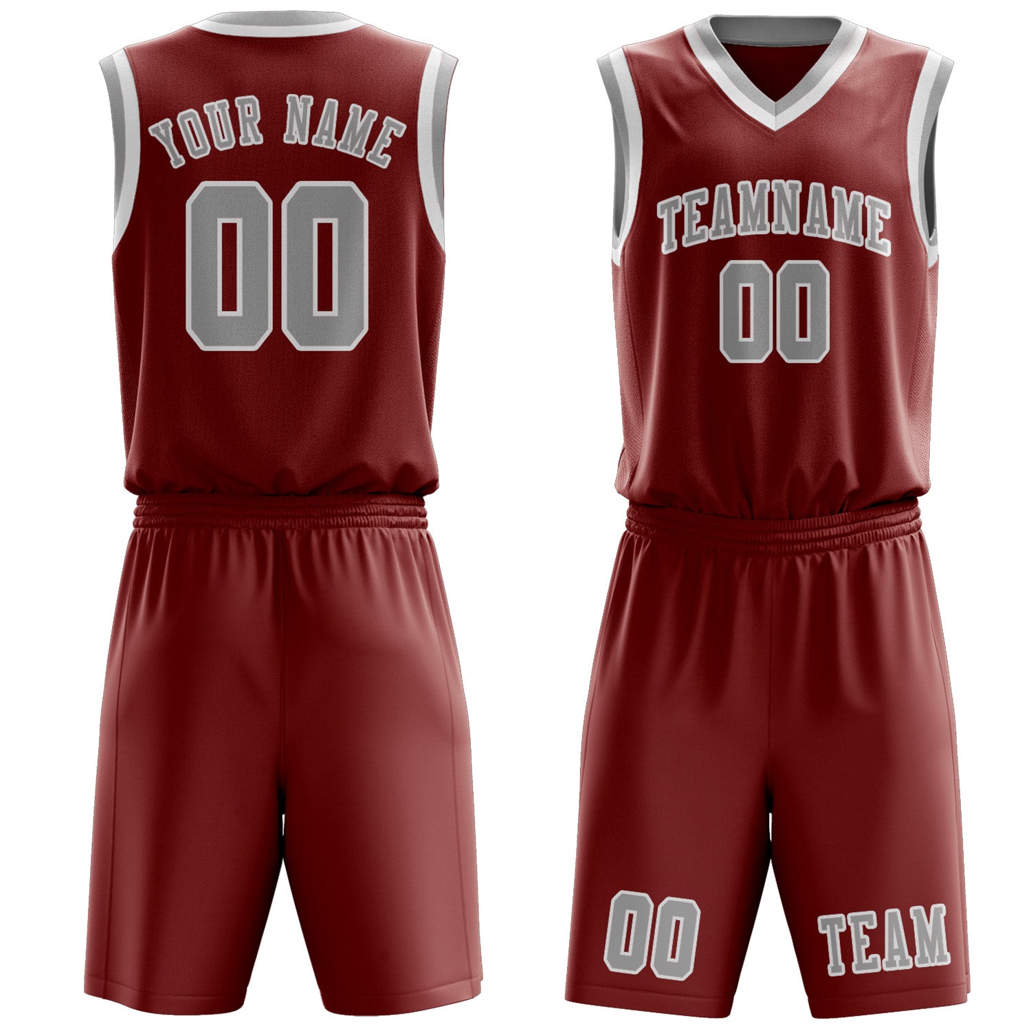 Benutzerdefiniertes Professionelles Korallenrot Grau Basketballtrikot-Set