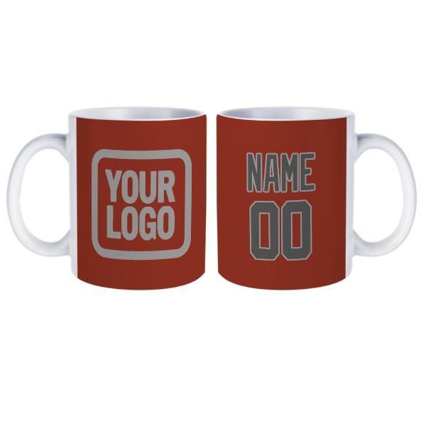 Tazza personalizzata rosso corallo grigio scuro