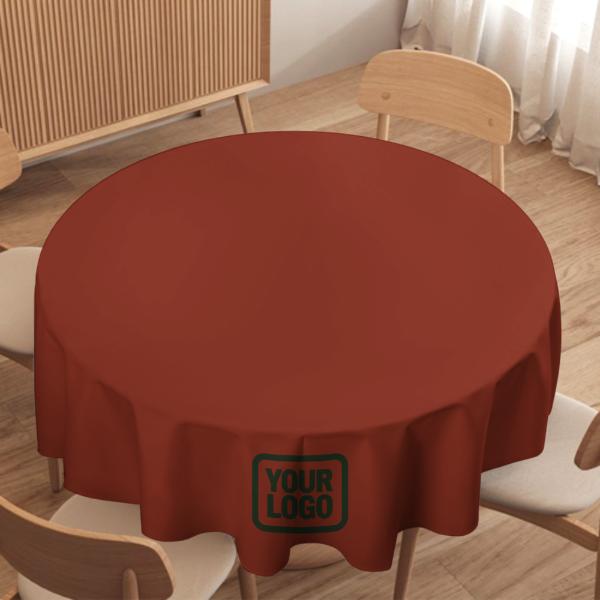 Maßgeschneidertes Korallenrot Tannengrün Runde Tischdecke