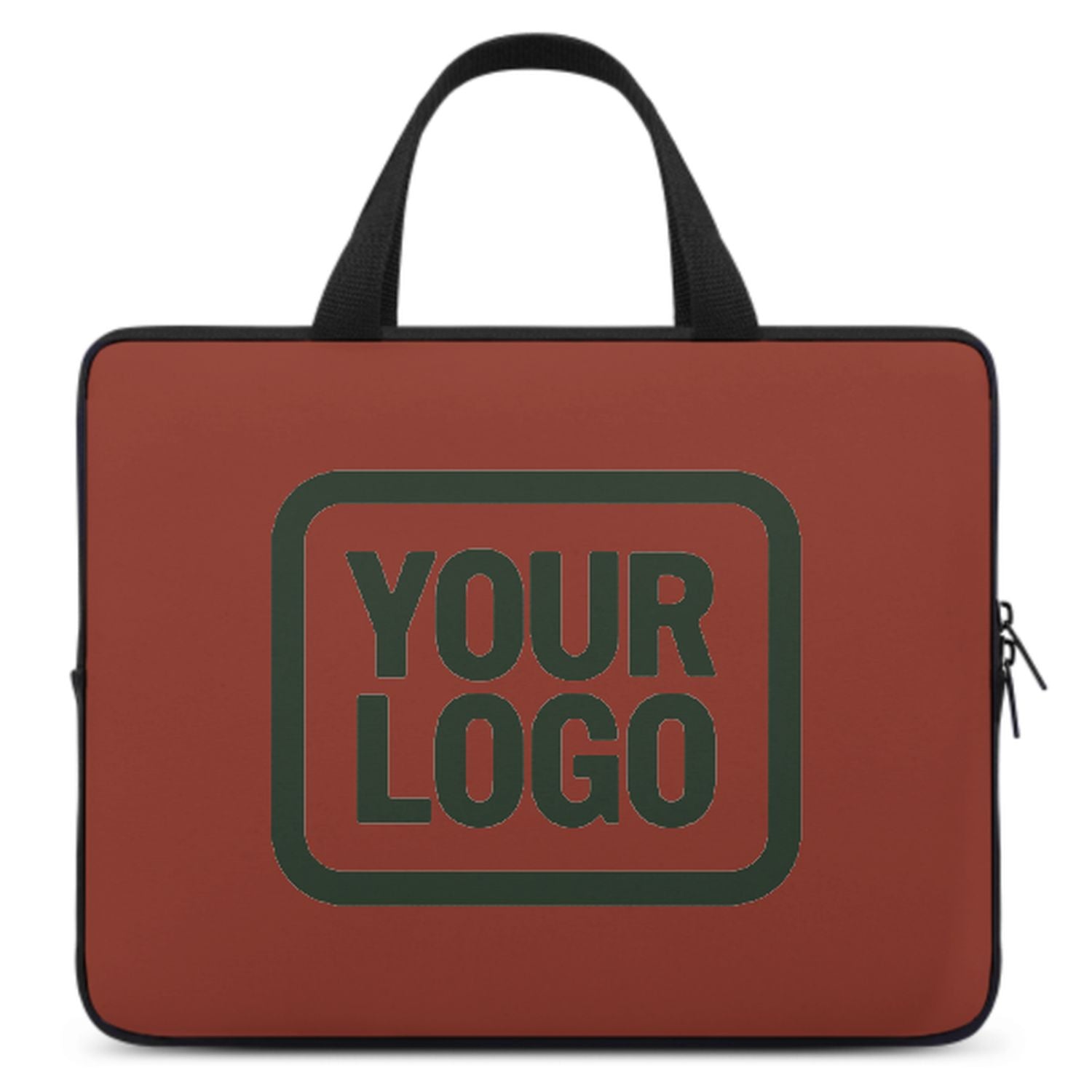 Borsa per laptop personalizzata color corallo rosso e verde scuro