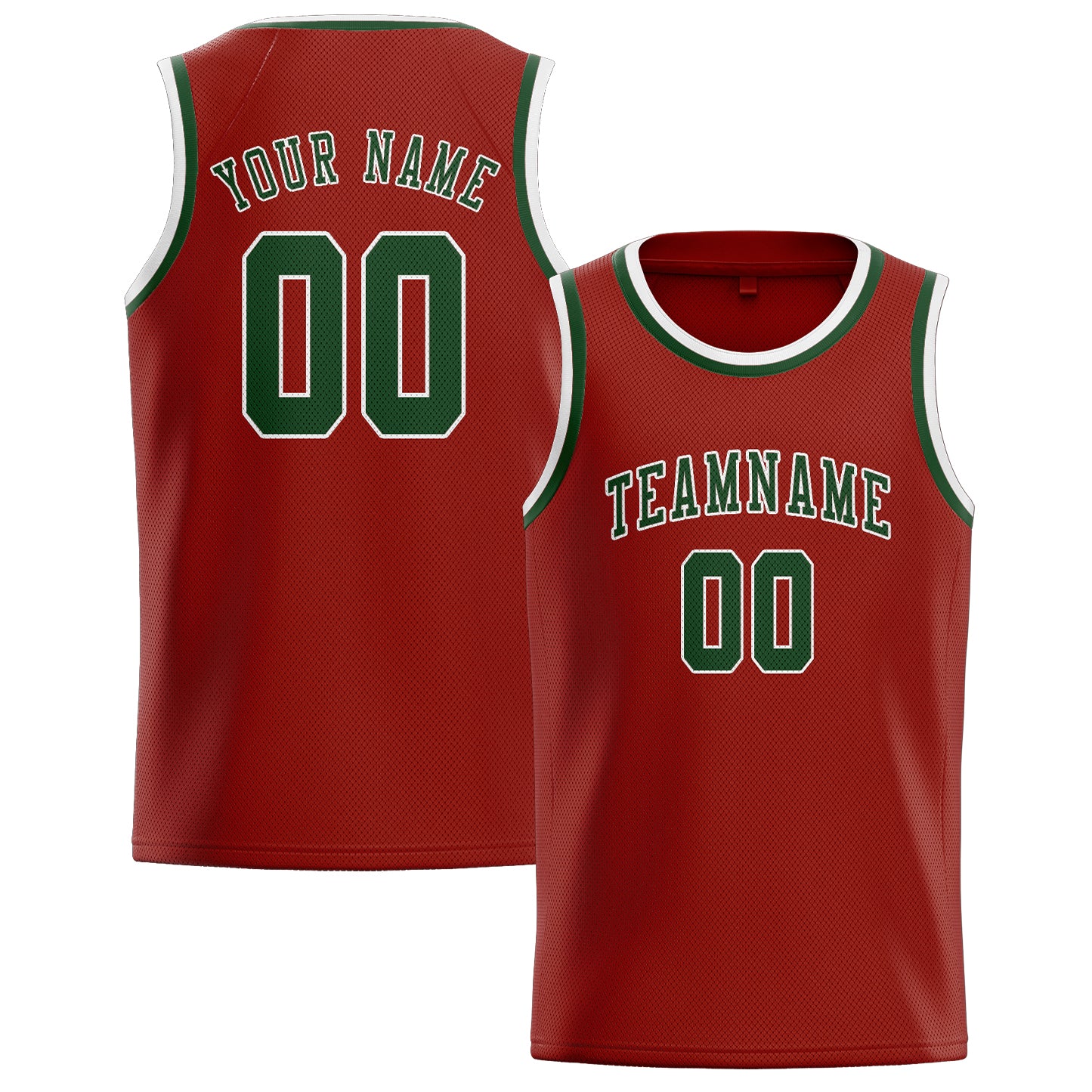 Benutzerdefiniertes Professionelles Korallenrot Tannengrün Basketballtrikot