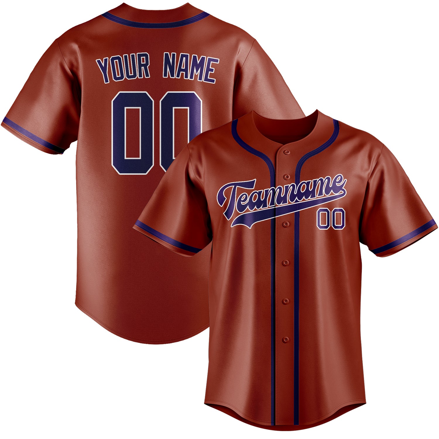 Benutzerdefiniertes Professionelles Korallenrot Lila Baseballtrikot
