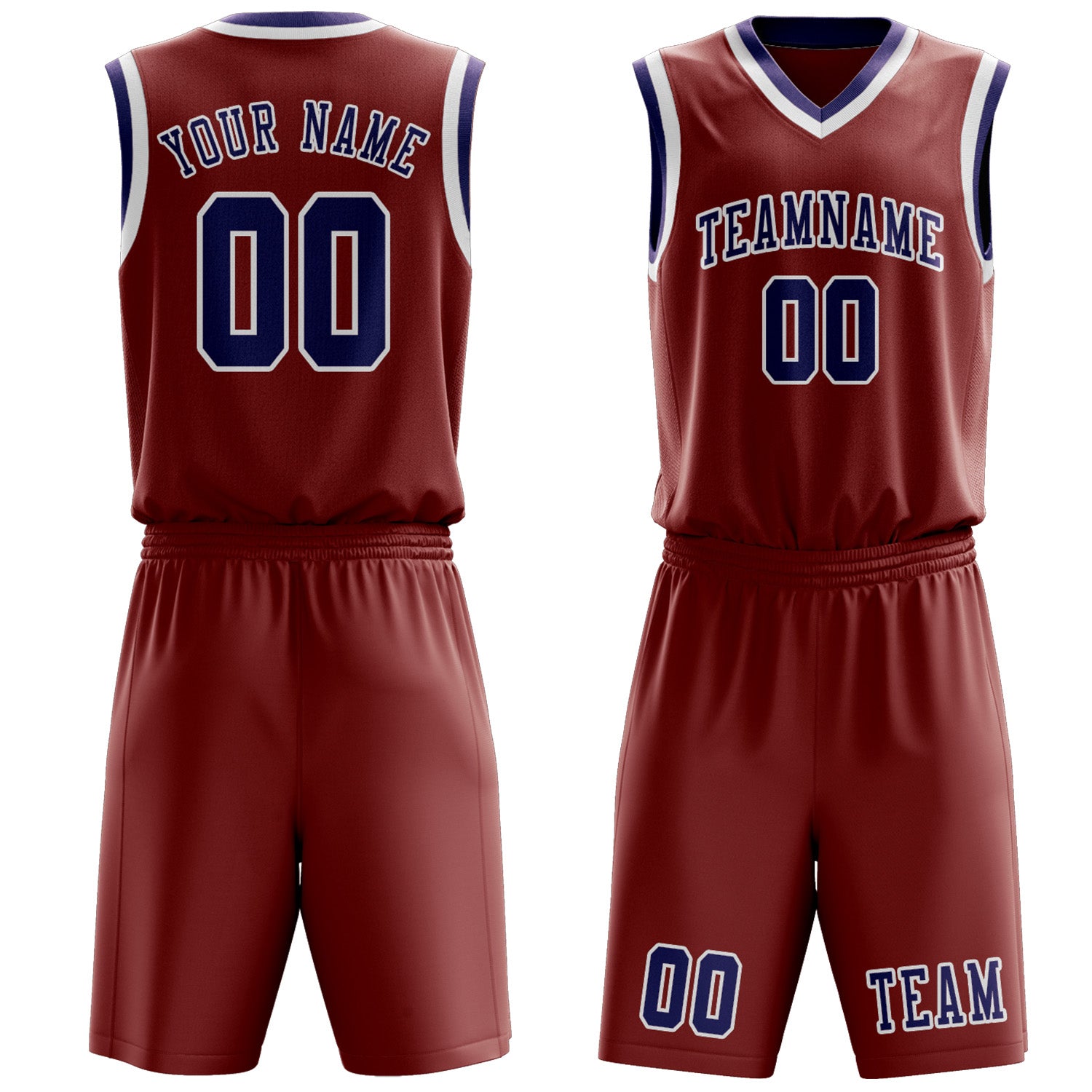 Benutzerdefiniertes Professionelles Korallenrot Lila Basketballtrikot-Set
