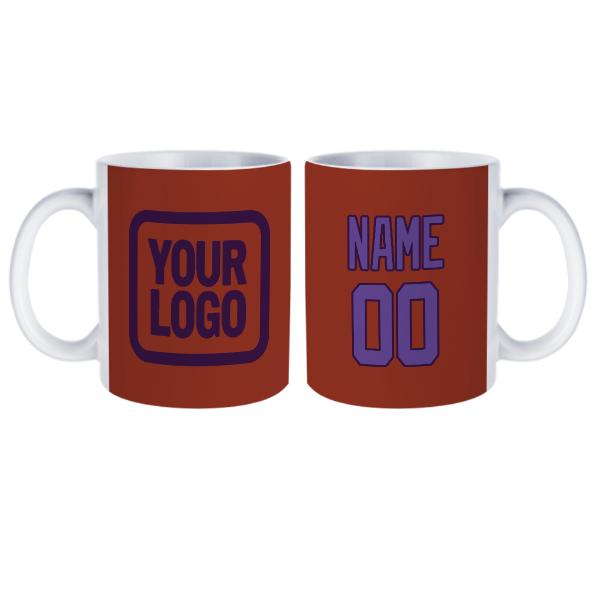 Tazza personalizzata color corallo rosso e lavanda