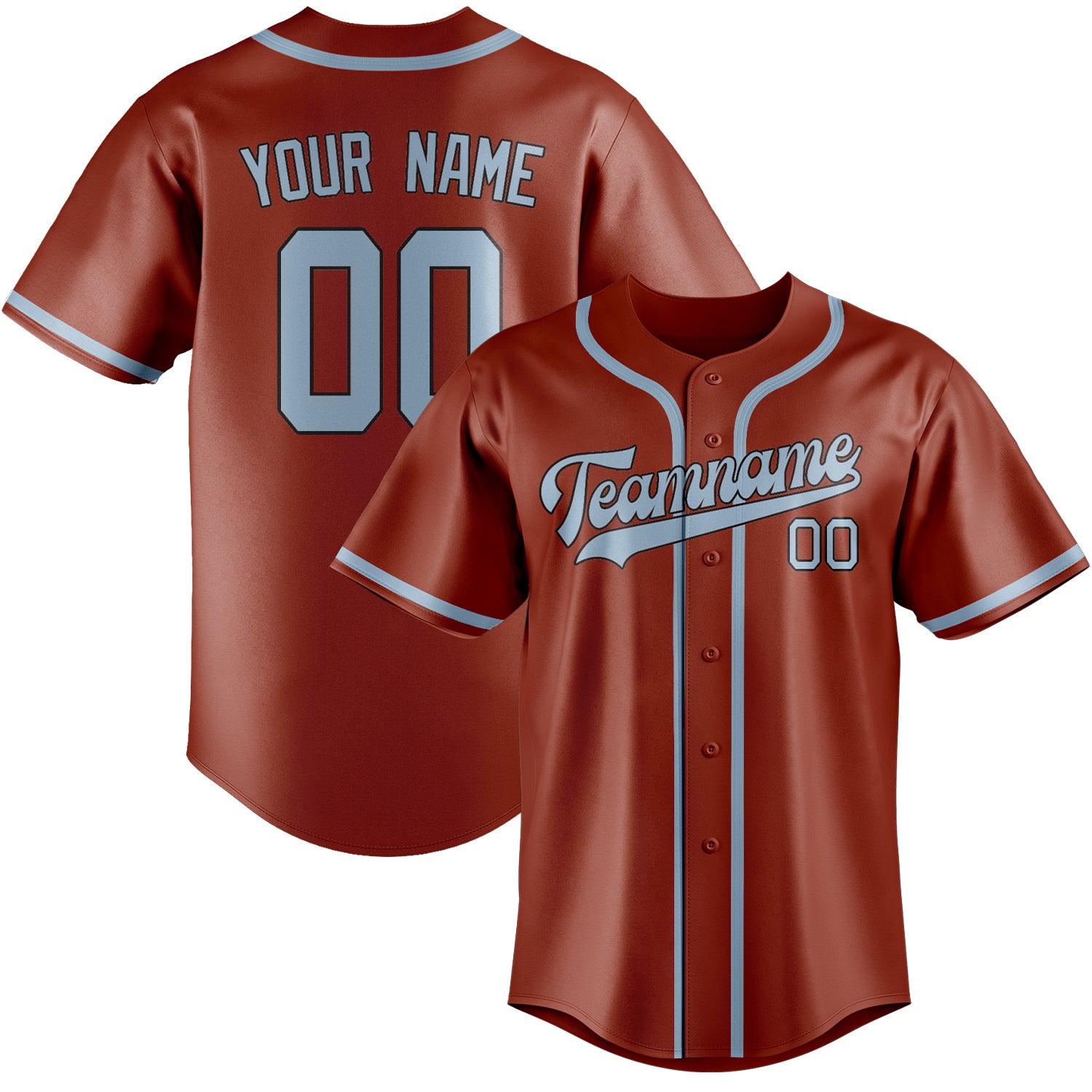 Benutzerdefiniertes Professionelles Korallenrot Hellblau Baseballtrikot