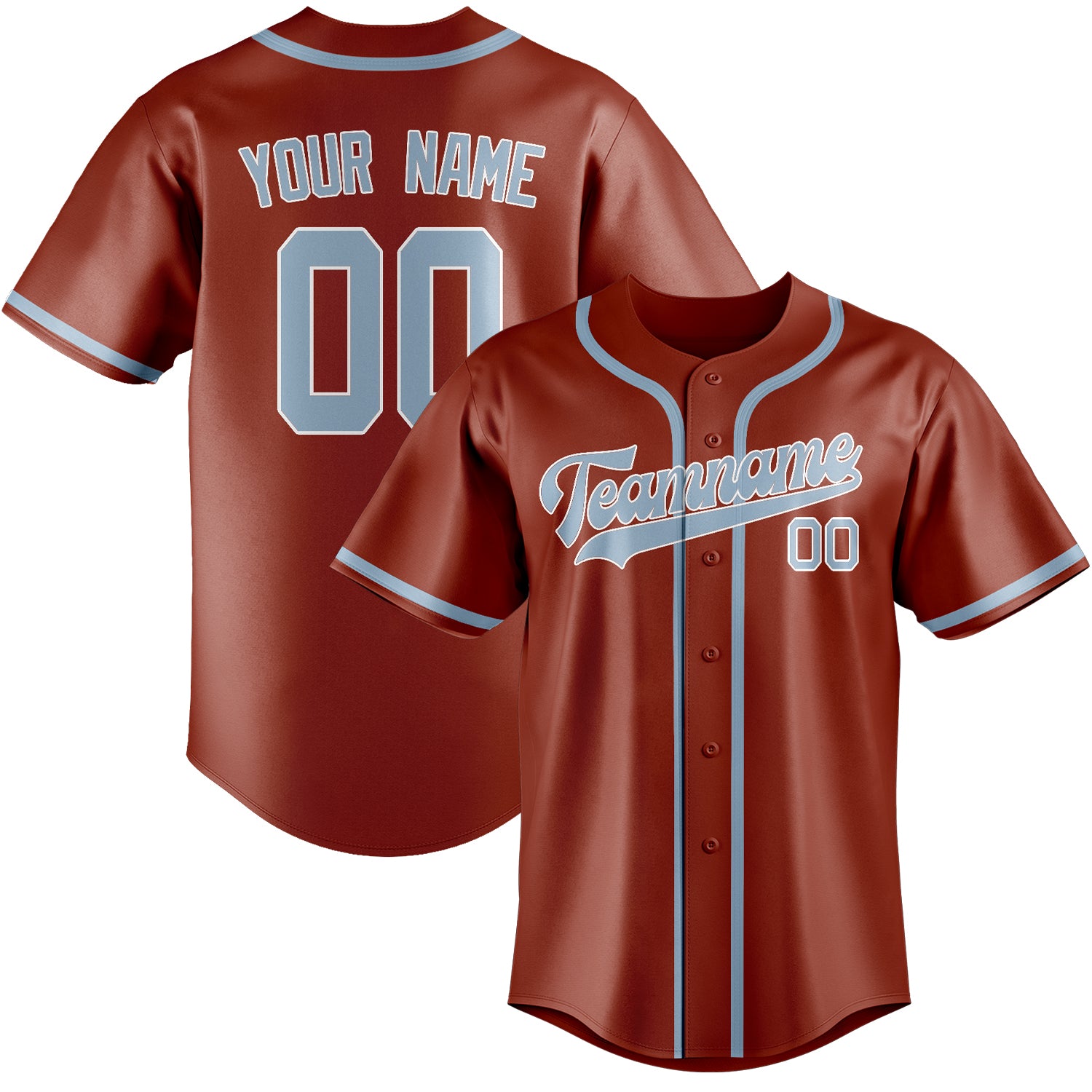 Benutzerdefiniertes Professionelles Korallenrot Hellblau Baseballtrikot