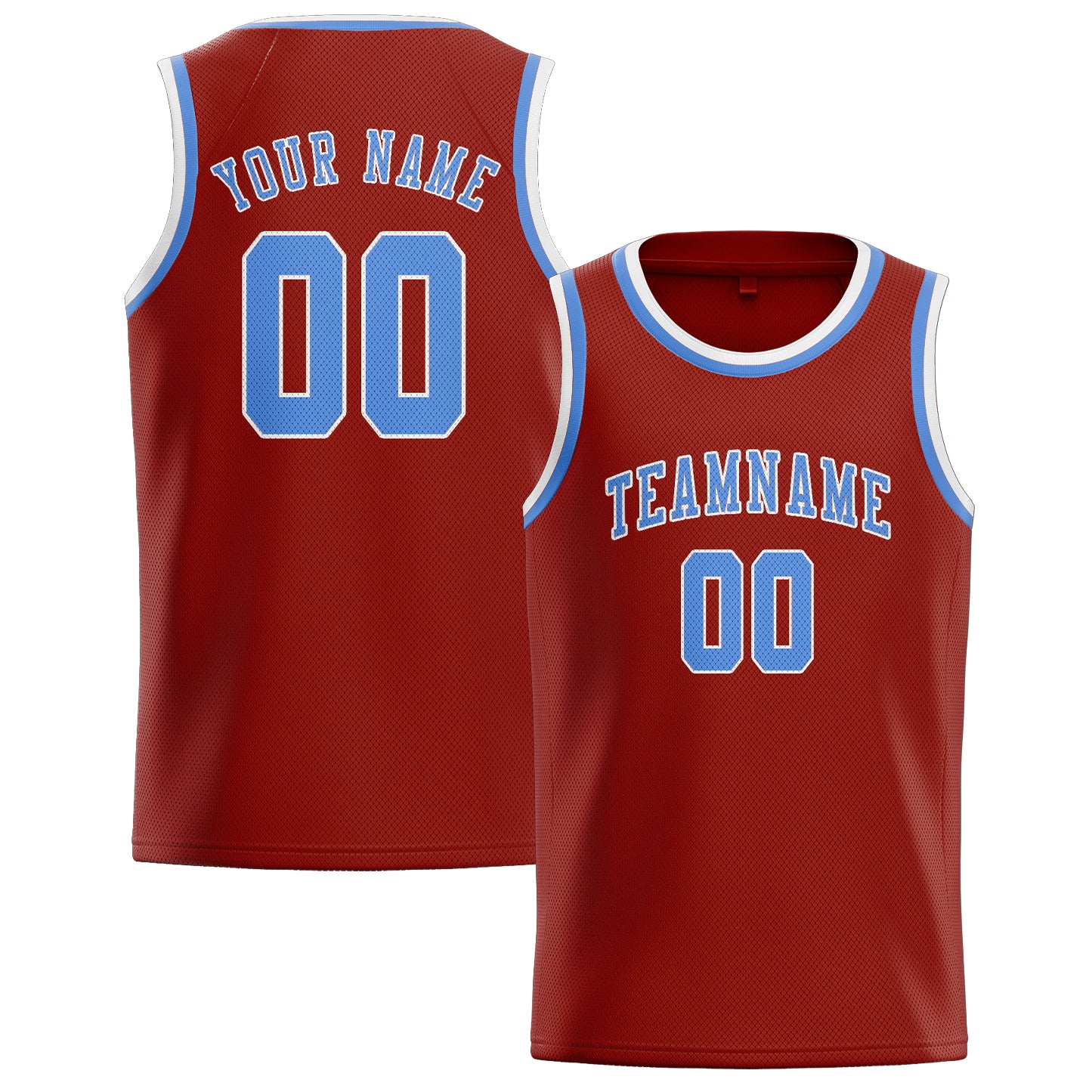 Benutzerdefiniertes Professionelles Korallenrot Hellblau Basketballtrikot