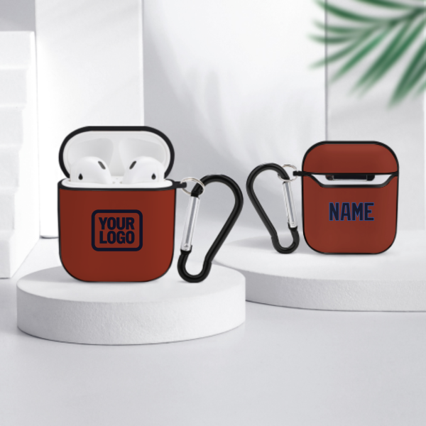 Maßgeschneidertes Korallenrot Stahlblau AirPods-Hülle