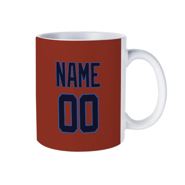 Tazza personalizzata in acciaio rosso corallo e blu