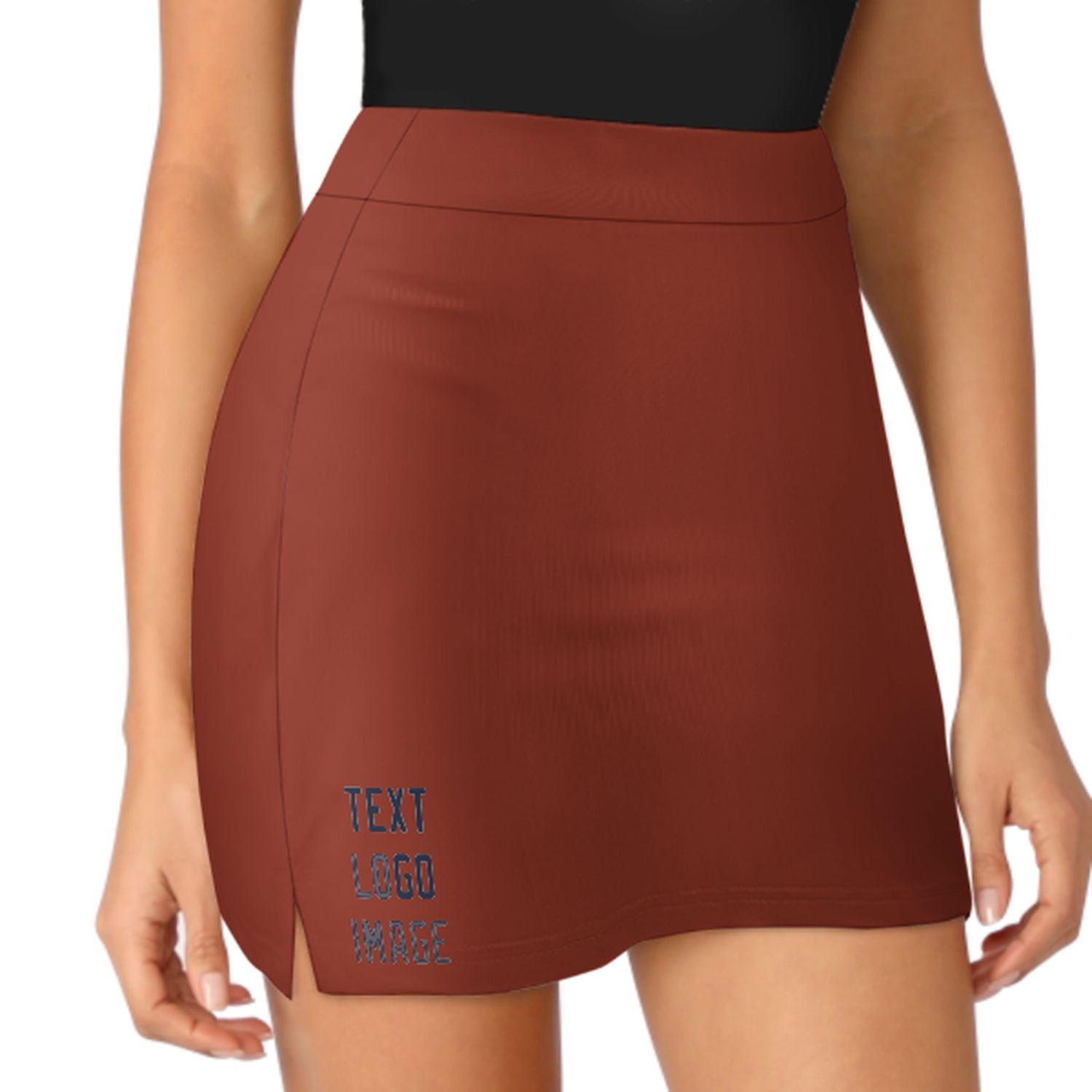 Maßgeschneidertes Korallenrot Marineblau A-Linien Skort
