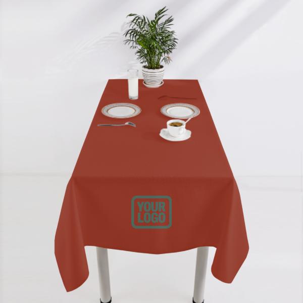 Tovaglia quadrata personalizzata rosso corallo blu navy