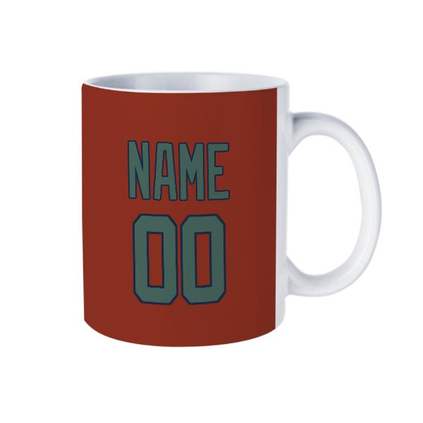 Tazza personalizzata color corallo rosso e verde acqua