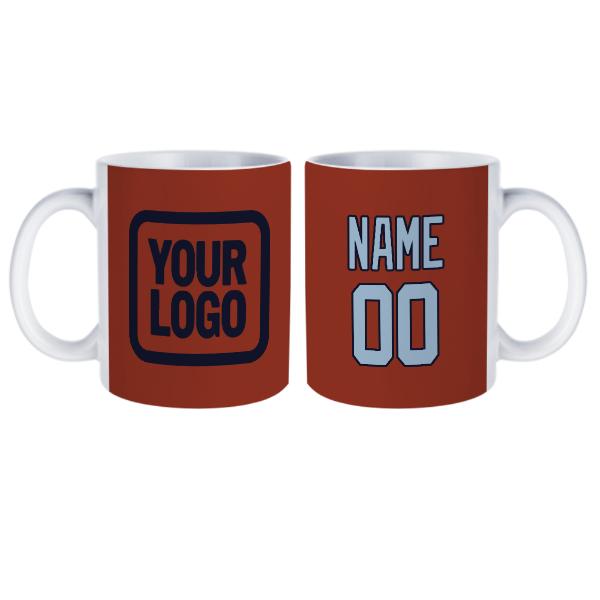 Tazza personalizzata rosso corallo azzurro