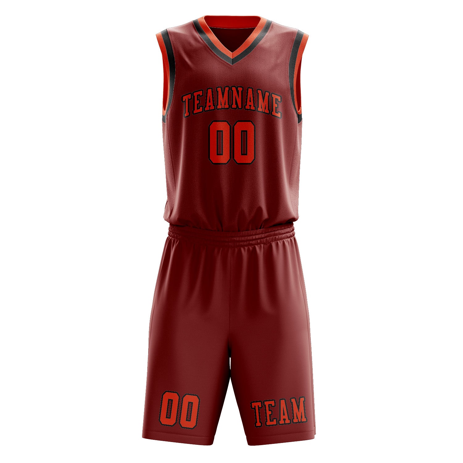 Benutzerdefiniertes Professionelles Korallenrot Orangerot Basketballtrikot-Set