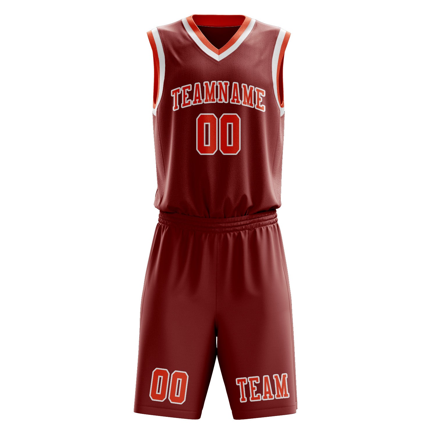Benutzerdefiniertes Professionelles Korallenrot Orangerot Basketballtrikot-Set
