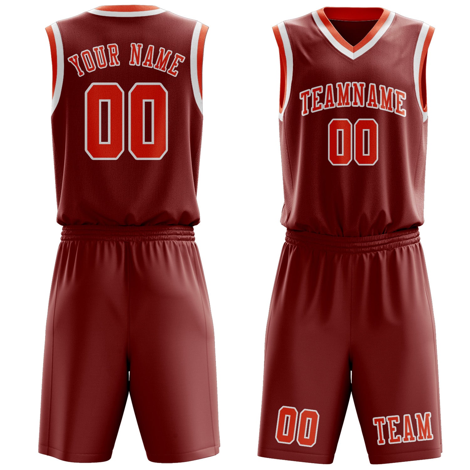 Benutzerdefiniertes Professionelles Korallenrot Orangerot Basketballtrikot-Set