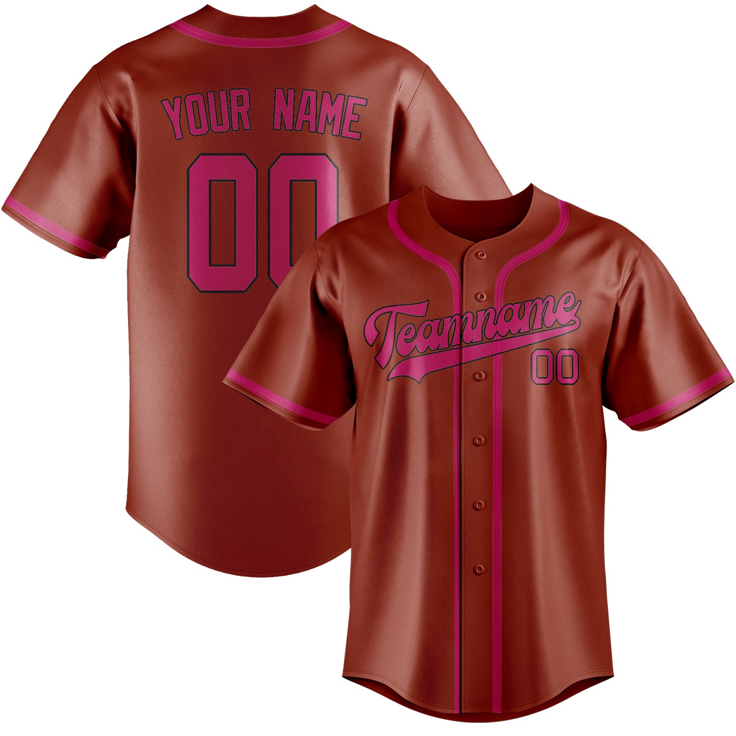 Benutzerdefiniertes Professionelles Korallenrot Rosarot Baseballtrikot