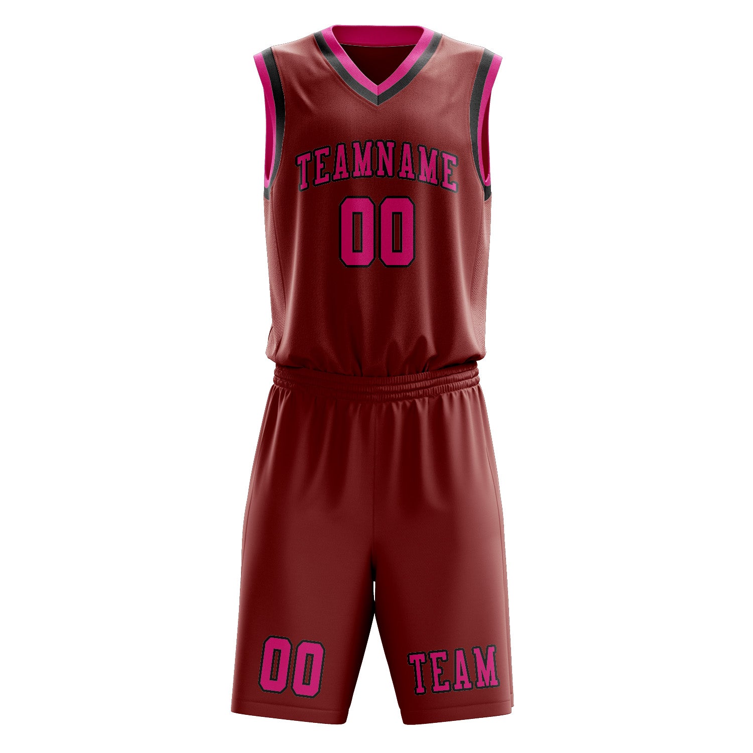 Benutzerdefiniertes Professionelles Korallenrot Rosarot Basketballtrikot-Set