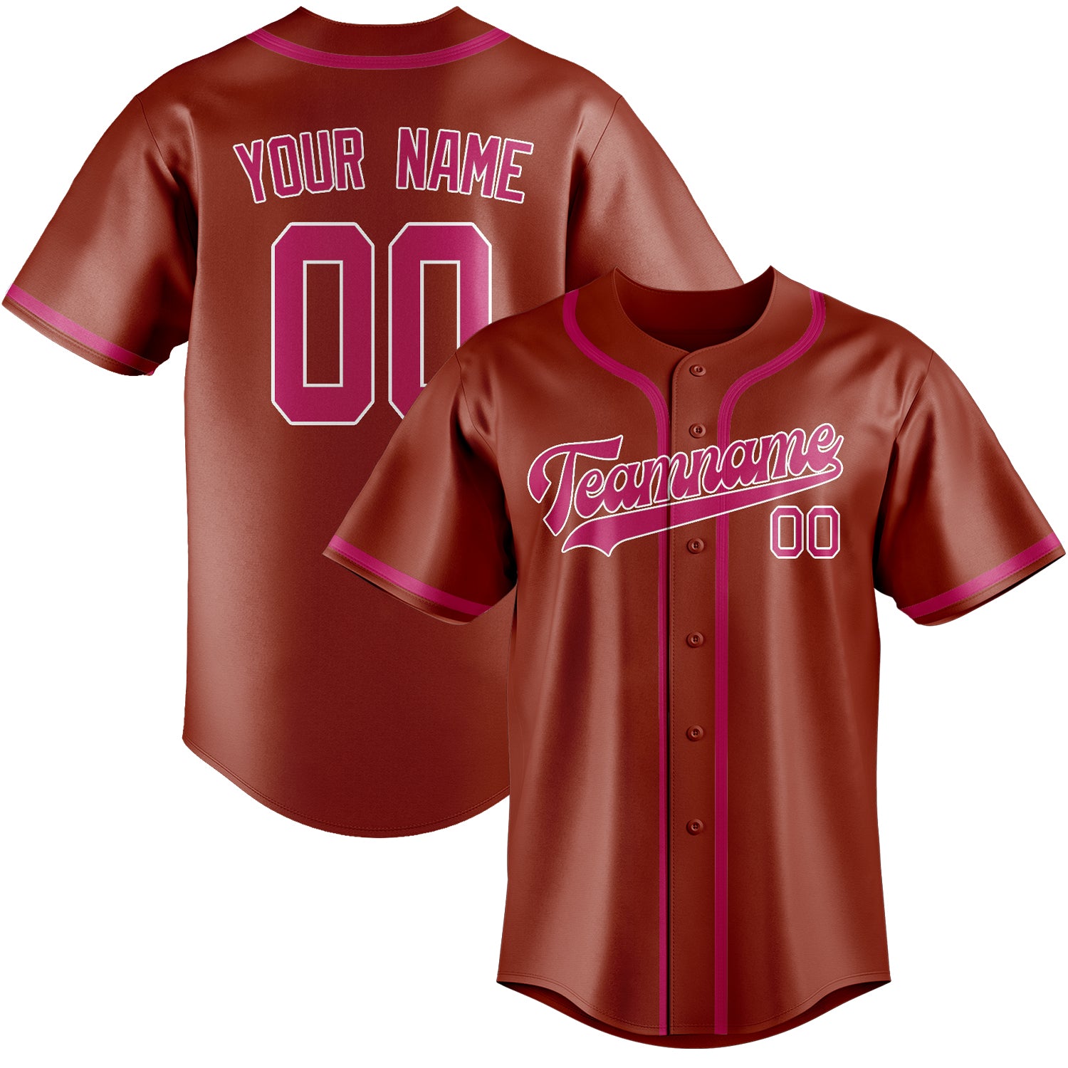 Benutzerdefiniertes Professionelles Korallenrot Rosarot Baseballtrikot