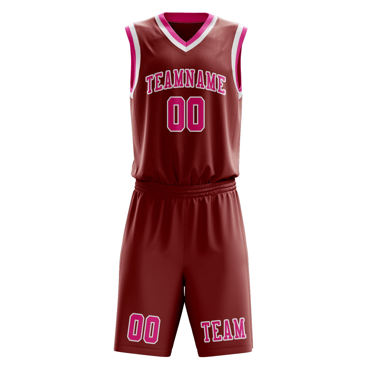Benutzerdefiniertes Professionelles Korallenrot Rosarot Basketballtrikot-Set