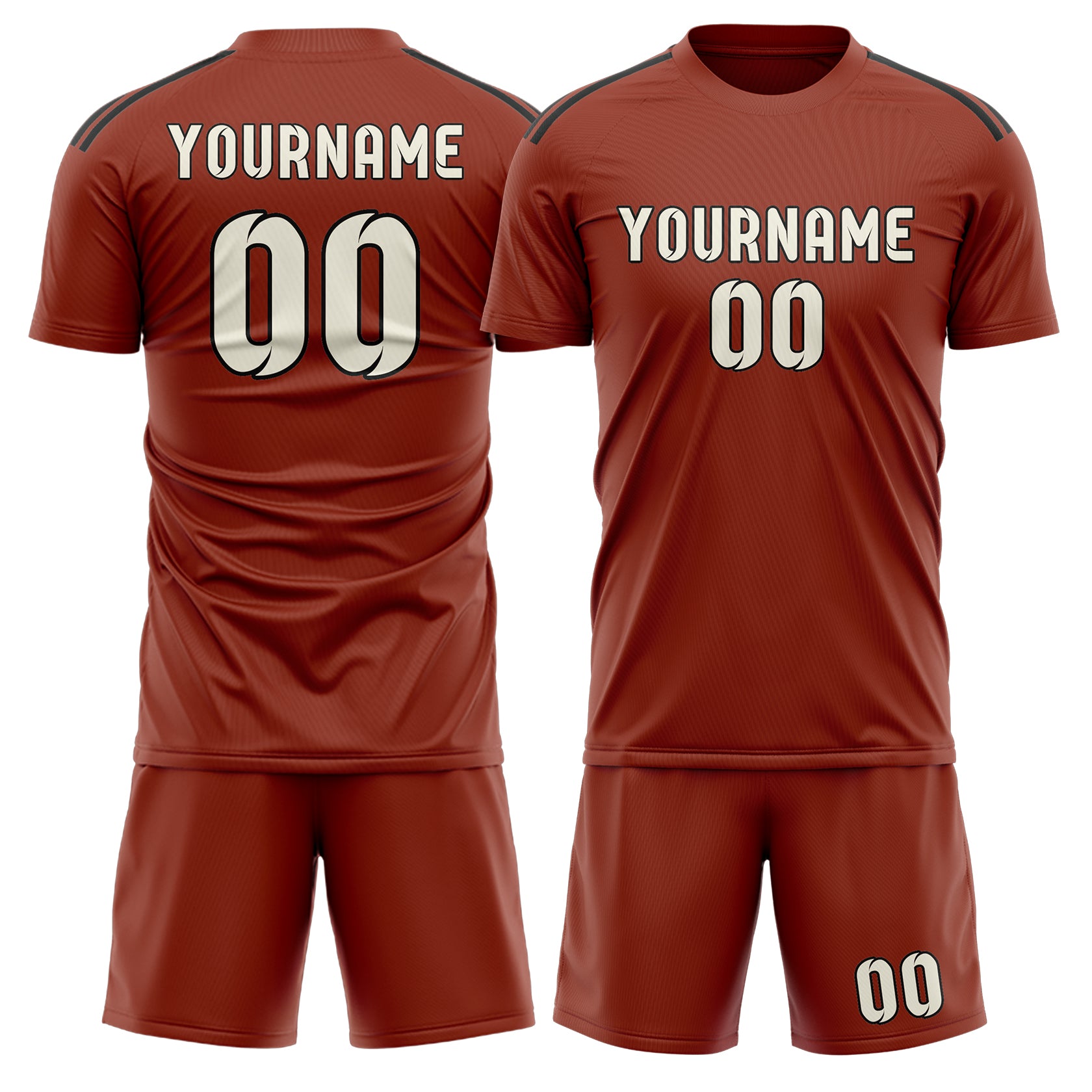 Maßgeschneidertes Professionelles Korallenrot Beige Fußballtrikot-Set