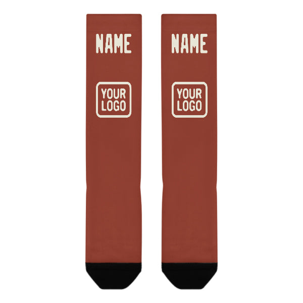 Maßgeschneidertes Korallenrot Beige Kniestrümpfe