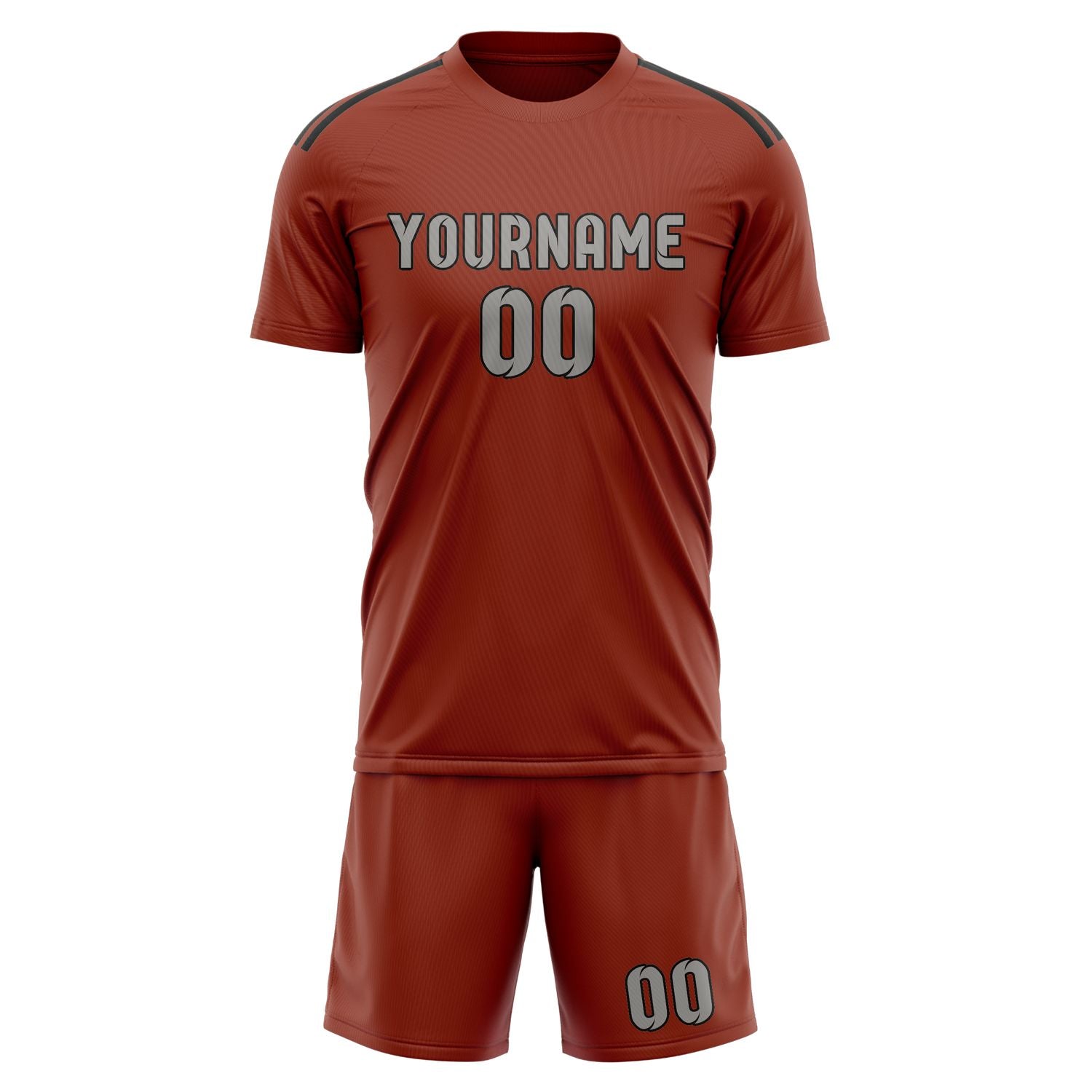 Maßgeschneidertes Professionelles Korallenrot Grau Fußballtrikot-Set