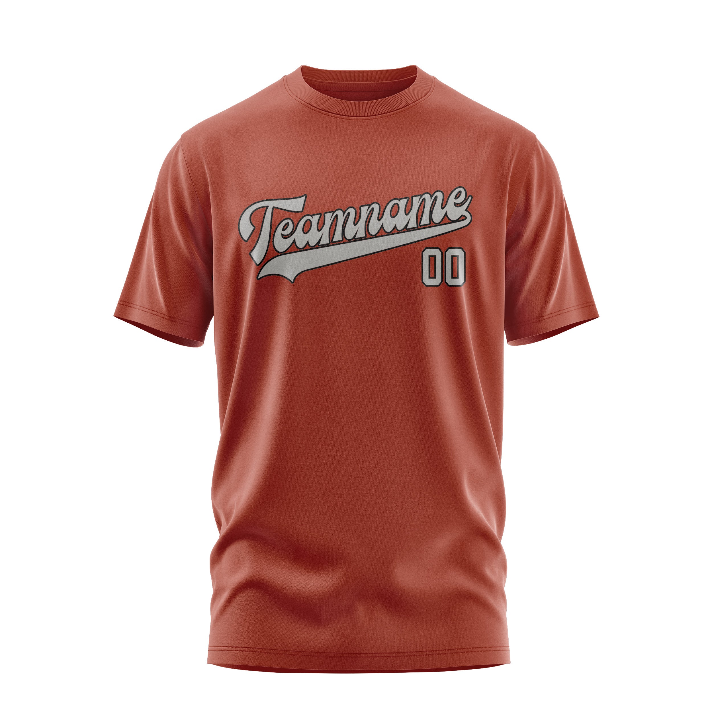 Maßgeschneidertes Korallenrot Grau T-Shirt
