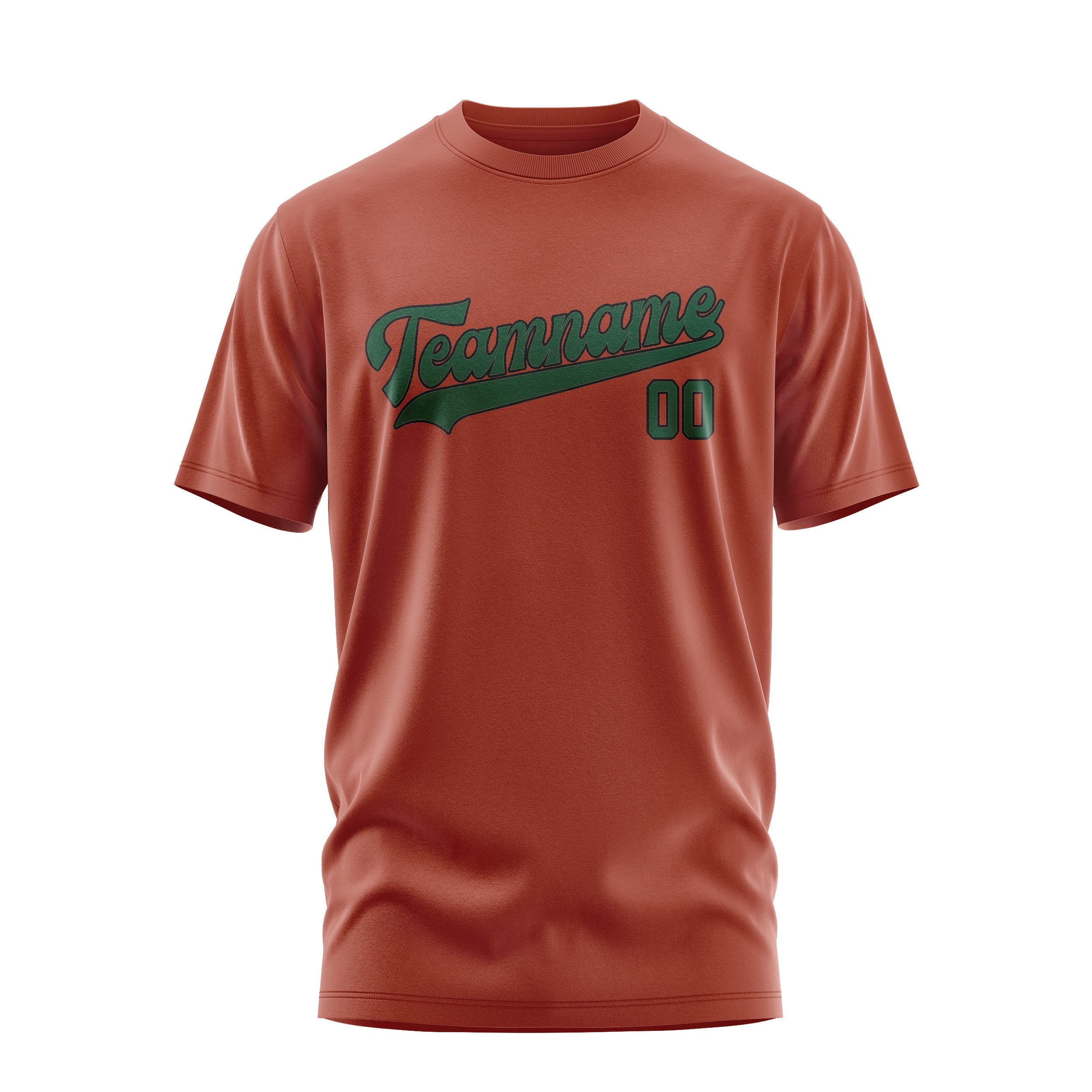 Maßgeschneidertes Korallenrot Moosgrün T-Shirt
