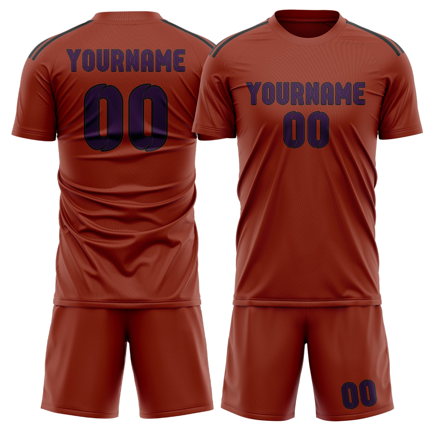 Maßgeschneidertes Professionelles Korallenrot Lila Fußballtrikot-Set