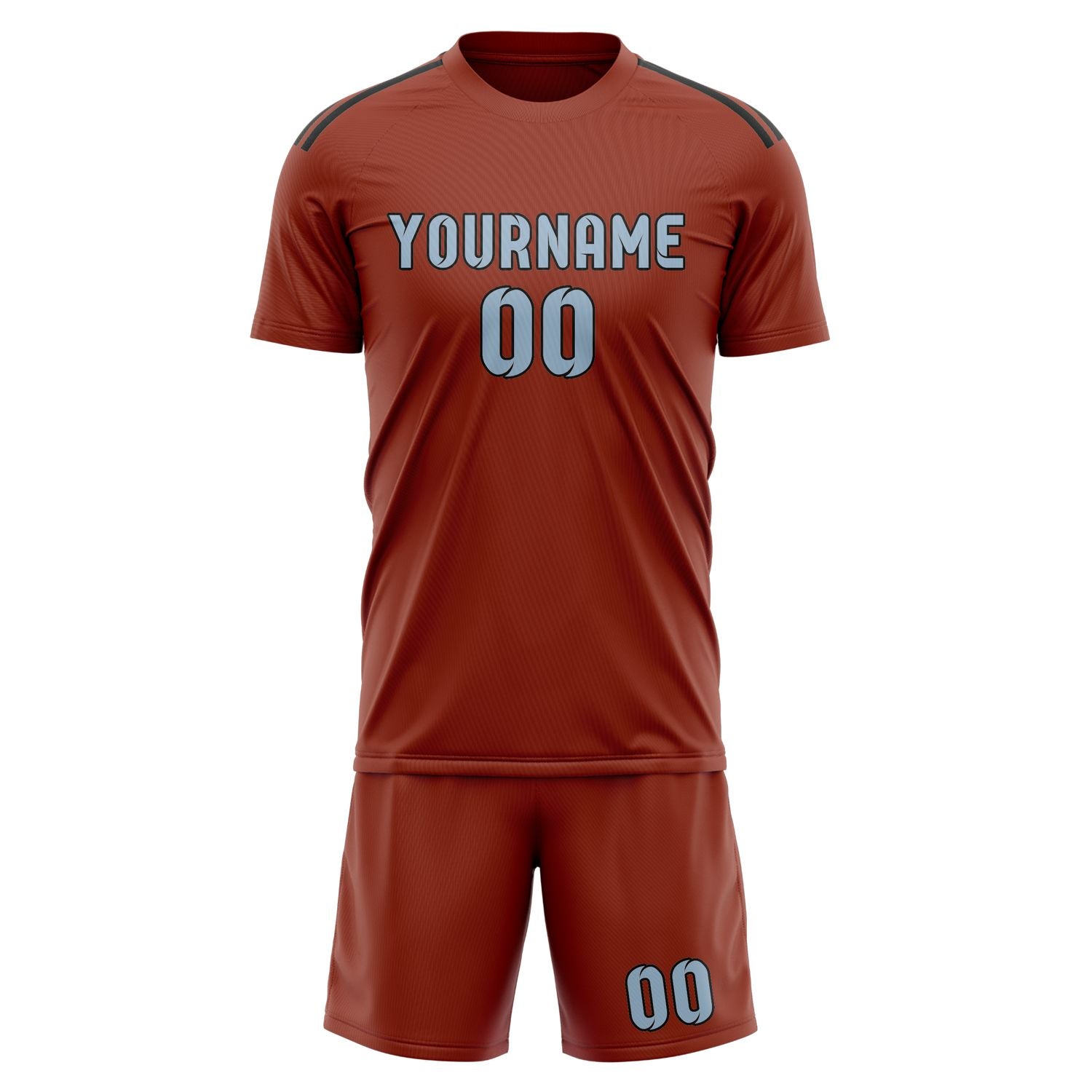 Maßgeschneidertes Professionelles Korallenrot Hellblau Fußballtrikot-Set