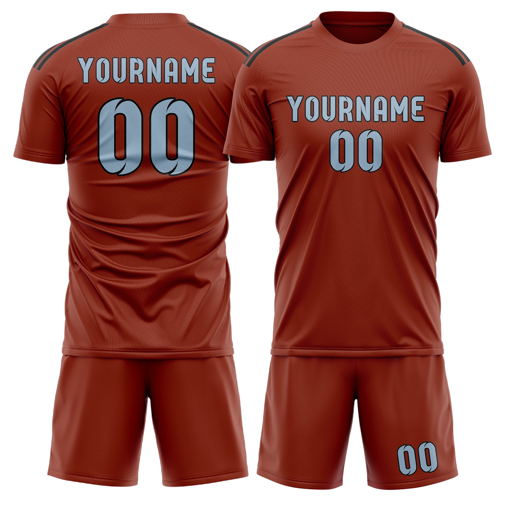 Maßgeschneidertes Professionelles Korallenrot Hellblau Fußballtrikot-Set
