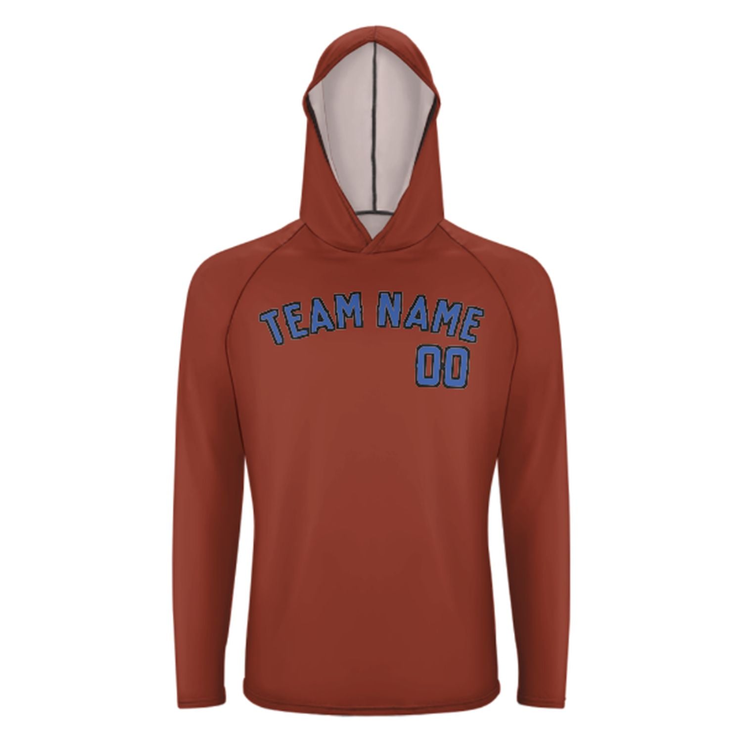 Maßgeschneidertes Korallenrot Himmelblau UV-Hoodie