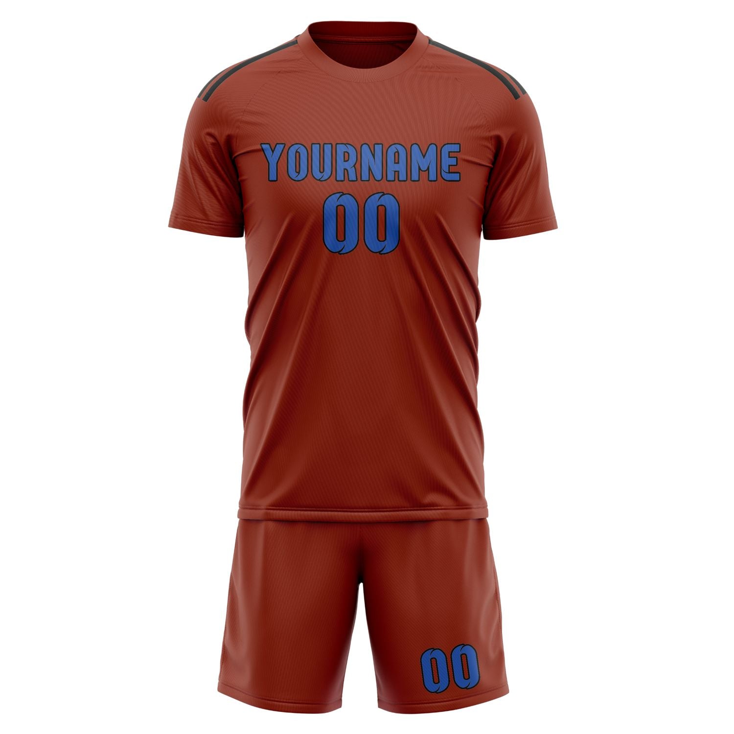 Maßgeschneidertes Professionelles Korallenrot Himmelblau Fußballtrikot-Set