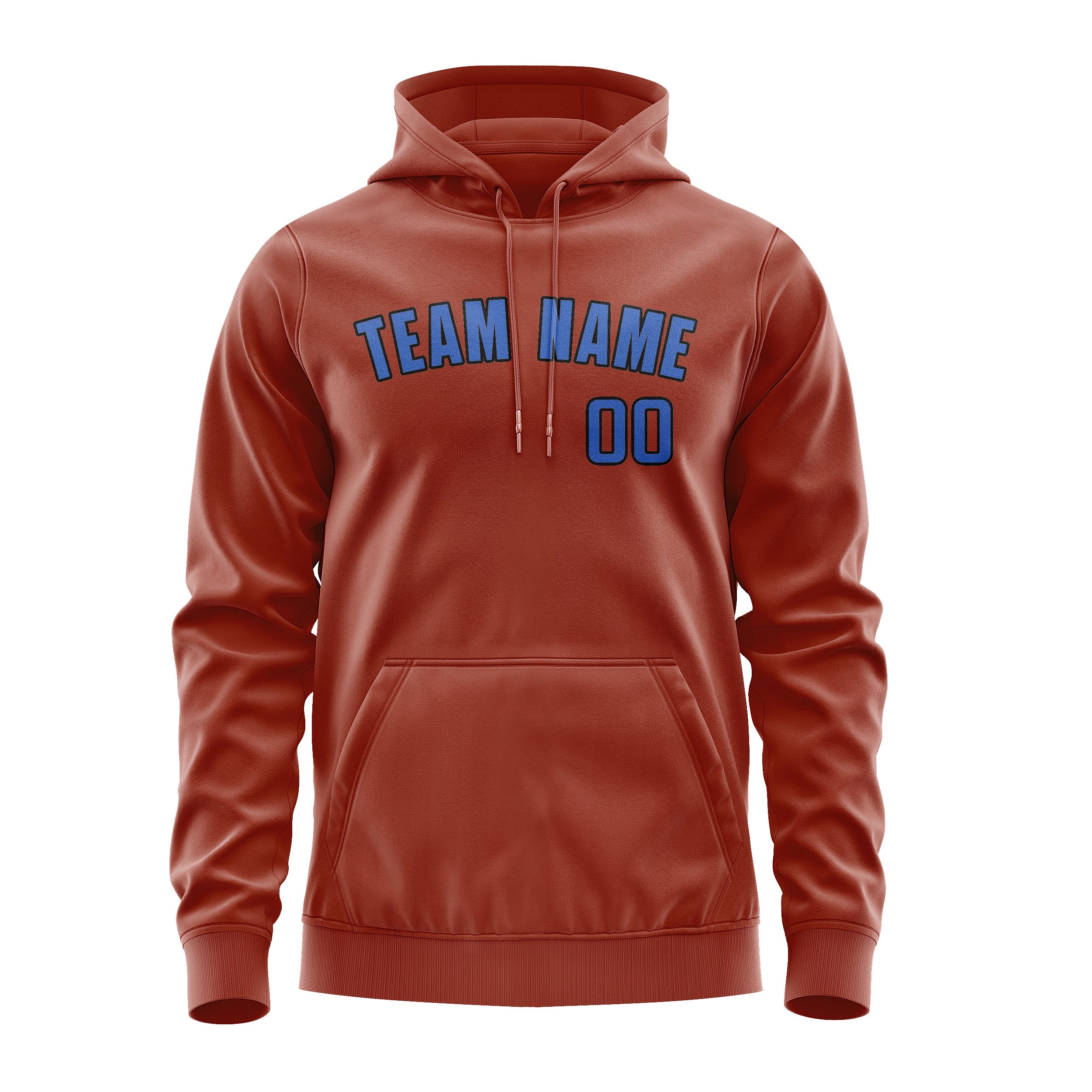 Maßgeschneidertes Korallenrot Himmelblau Hoodie