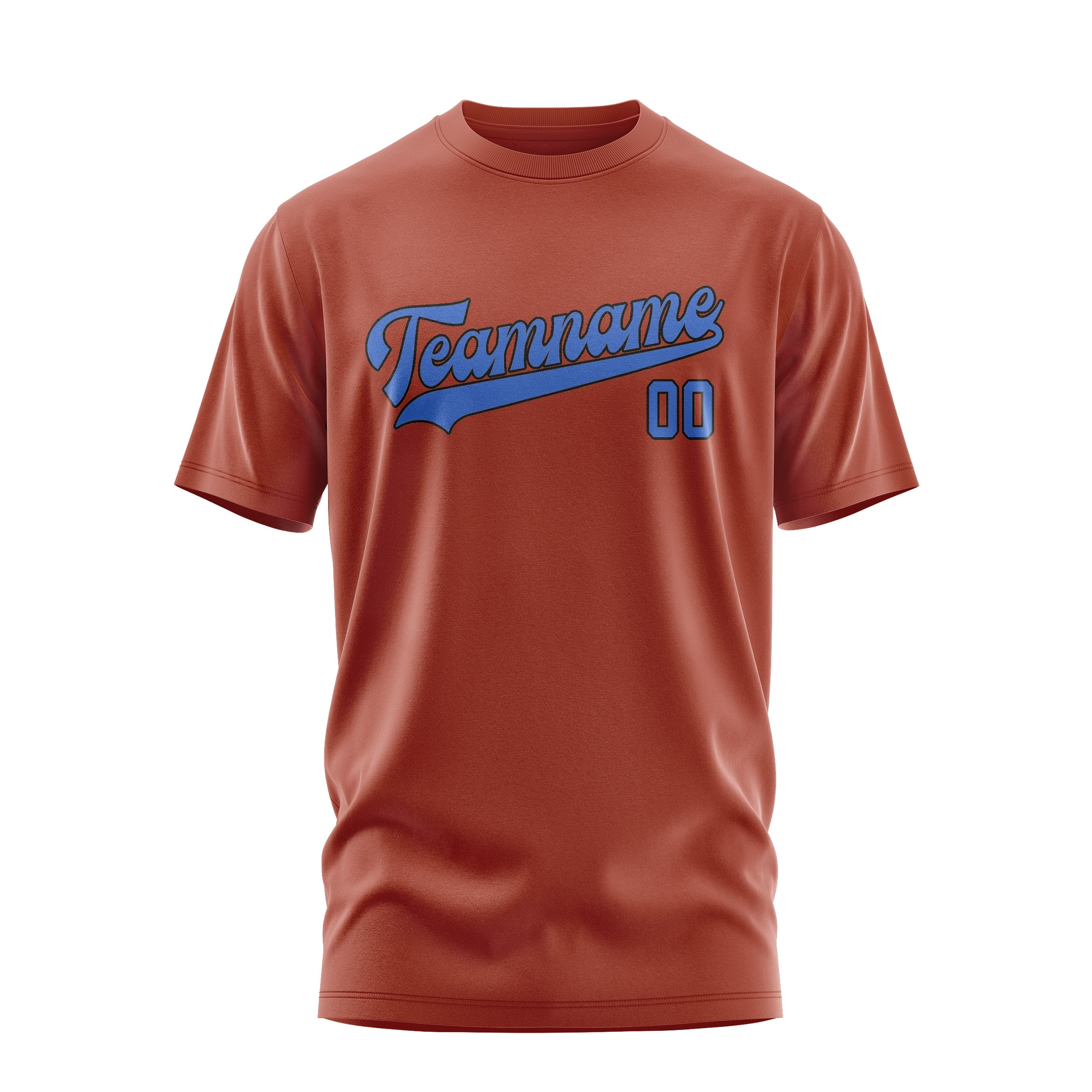 Maßgeschneidertes Korallenrot Himmelblau T-Shirt